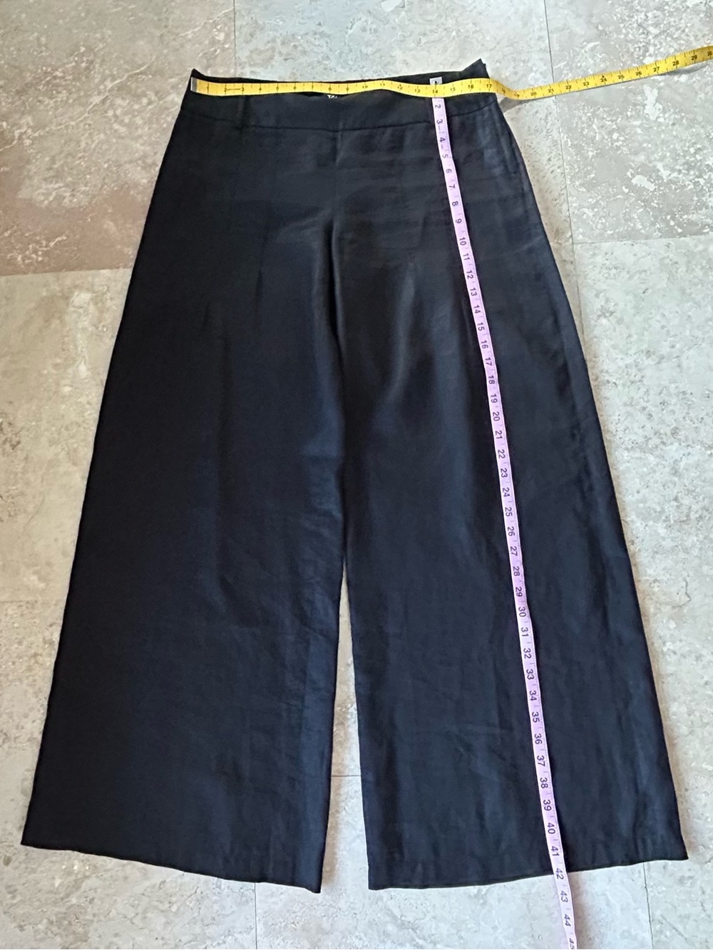 Tahari Black Wide Leg Linen Pants, Size 10
